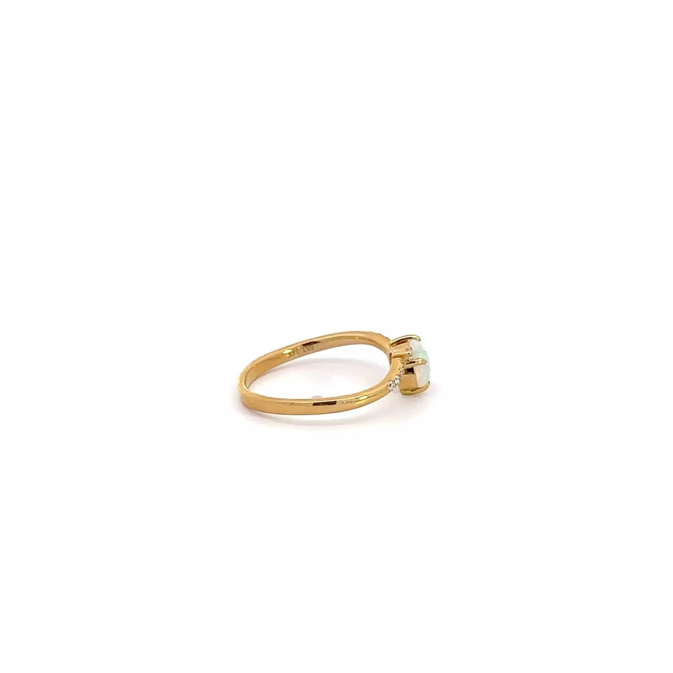 14k Yellow Gold Opal Diamond Engagement Ring