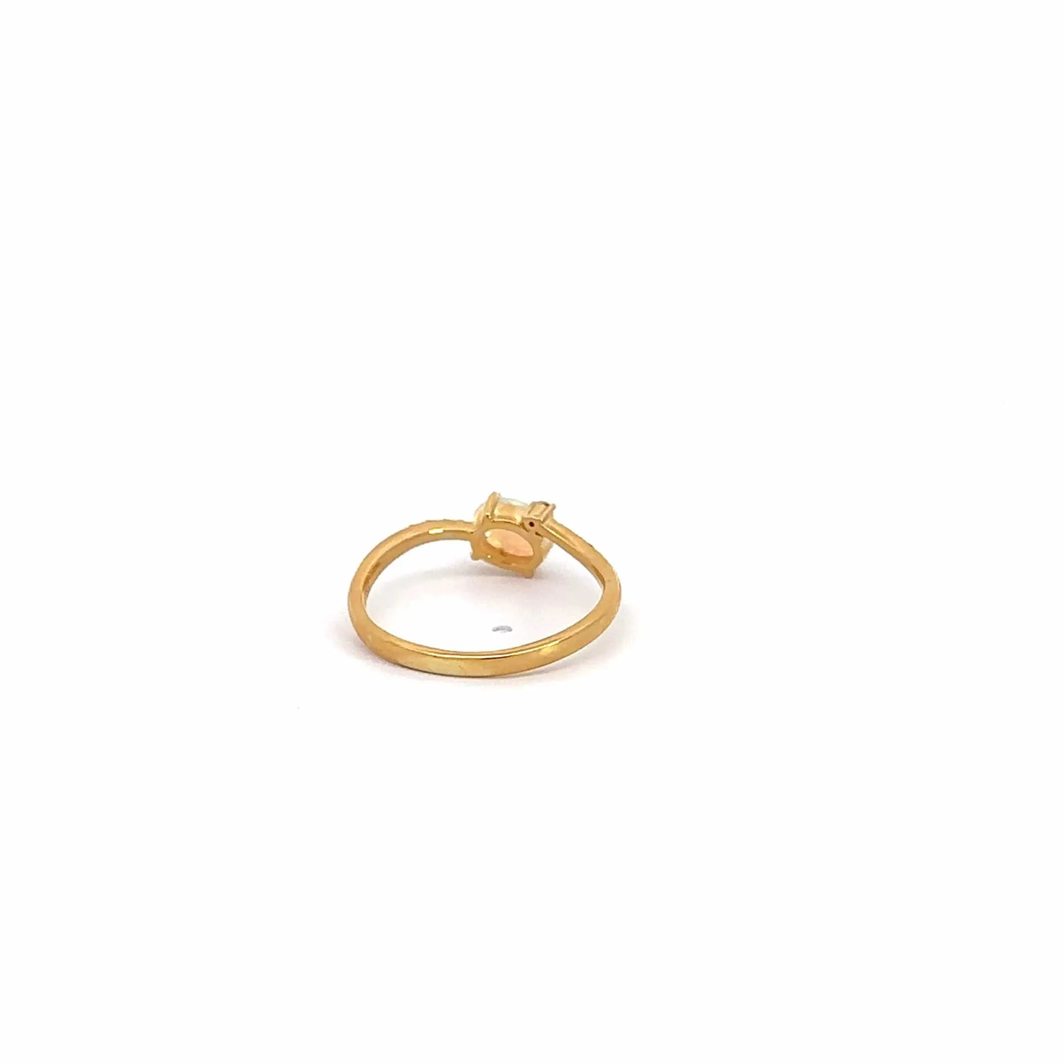 14k Yellow Gold Opal Diamond Engagement Ring