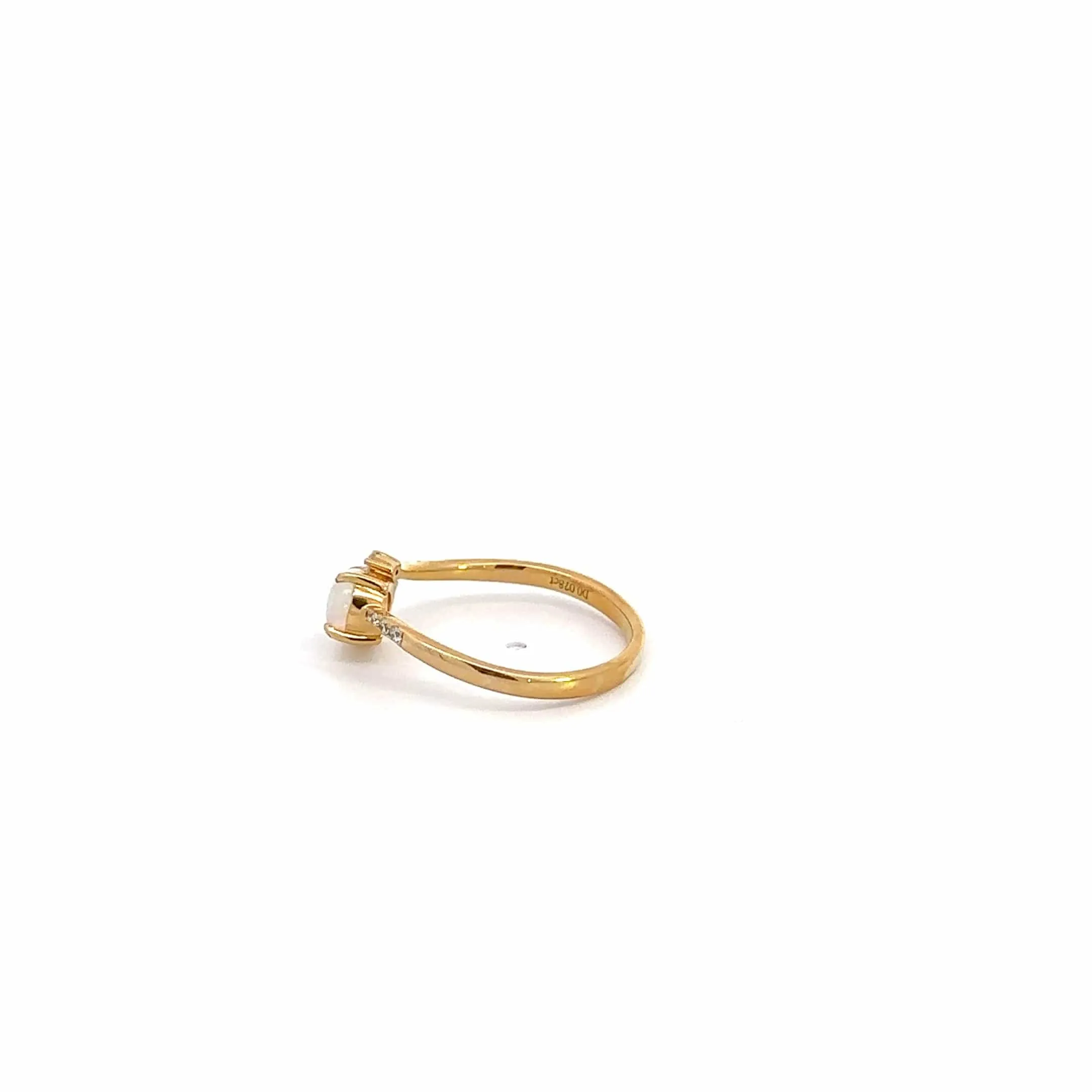 14k Yellow Gold Opal Diamond Engagement Ring