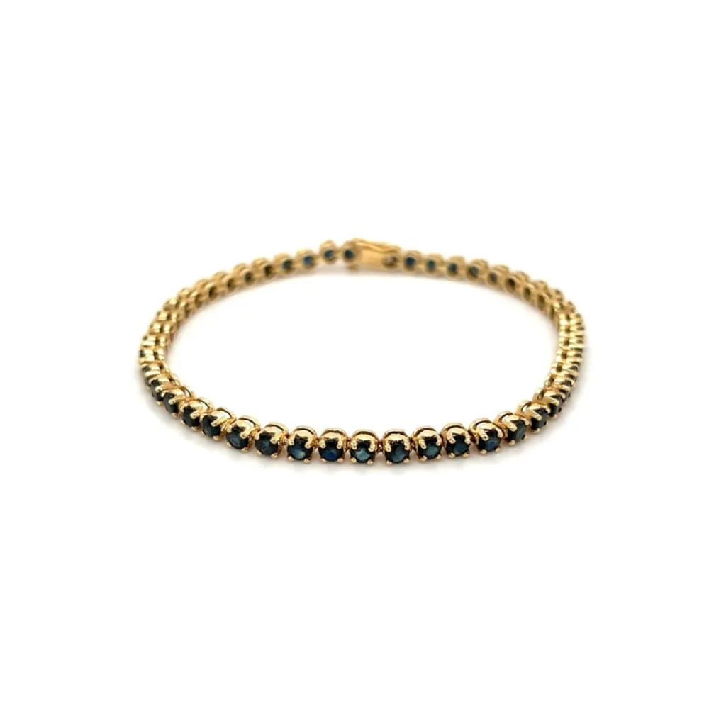 14K YG 7.20tcw Round Sapphire Bracelet 10.4g, 7.5’ Regard Jewelry Austin, Texas