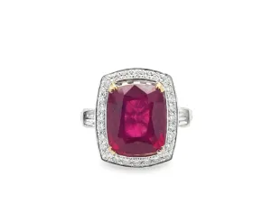 8.45CT Cushion Cut Ruby Ring