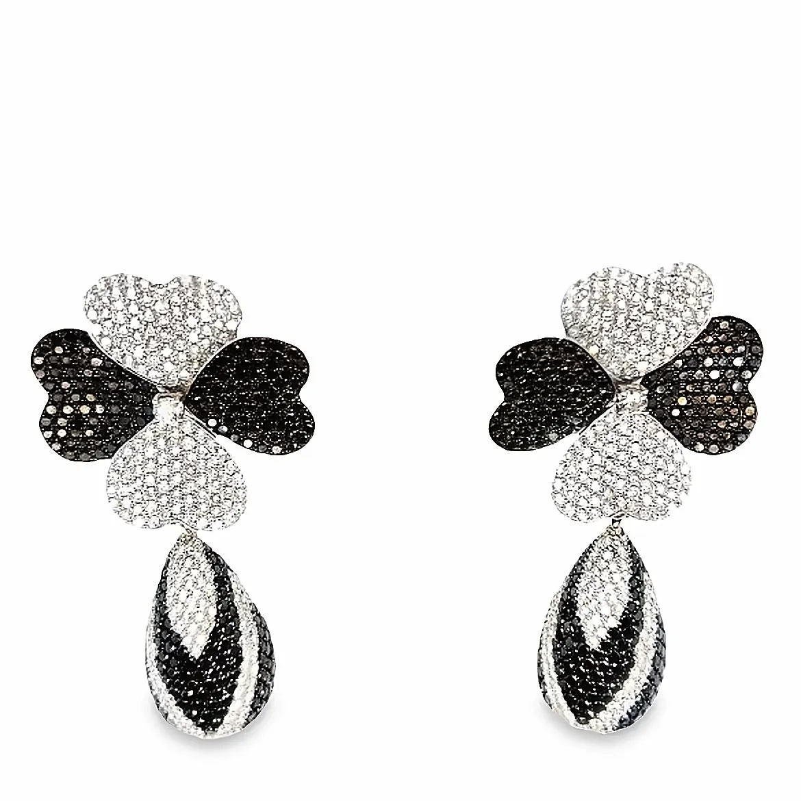 9.50CT Black and White Diamond Earrings