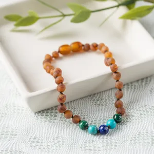 Adults | Malachite Mix   Raw Cognac Amber Anklet