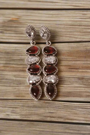 Amber & Crystal Long Bar Earrings