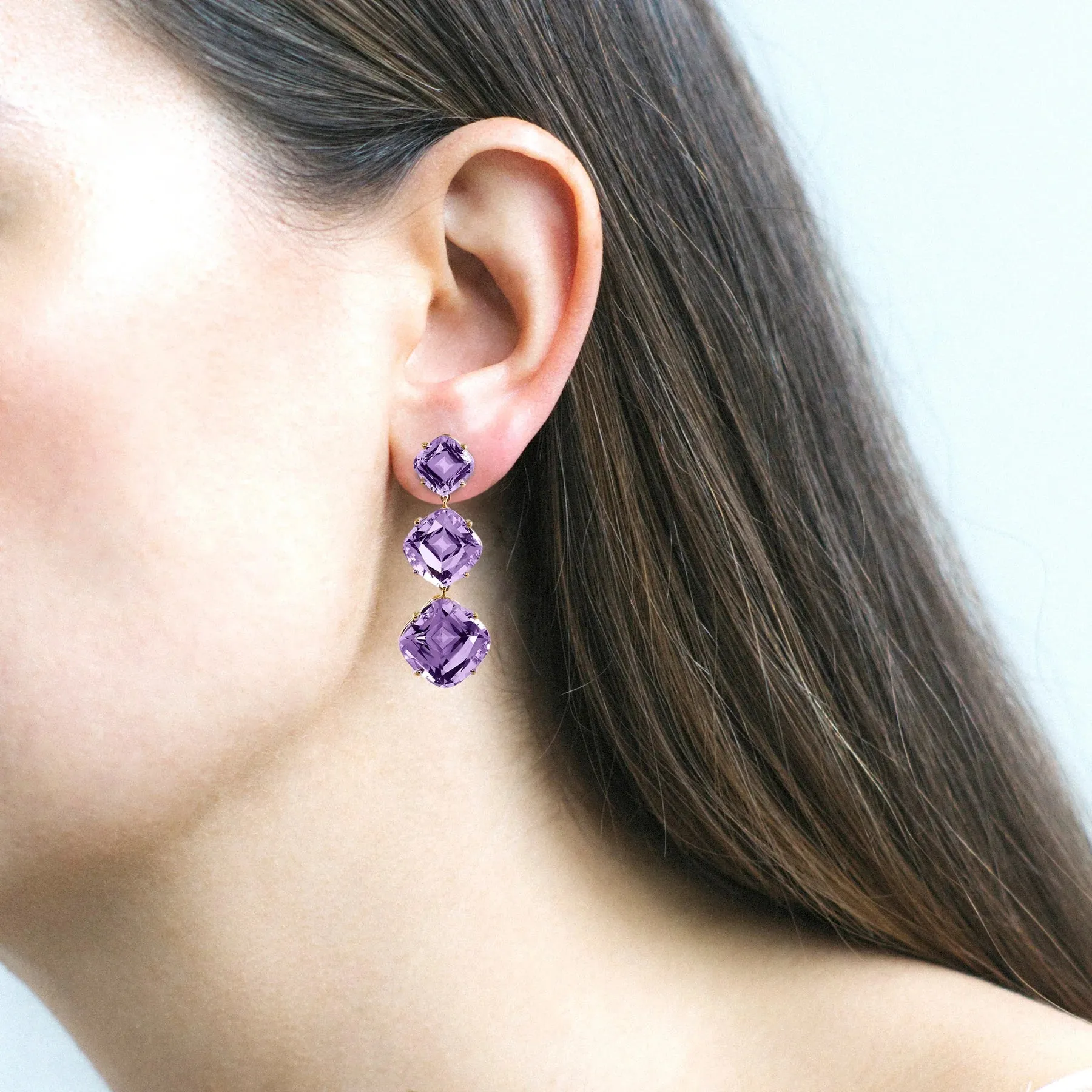 Amethyst Cushion Earrings