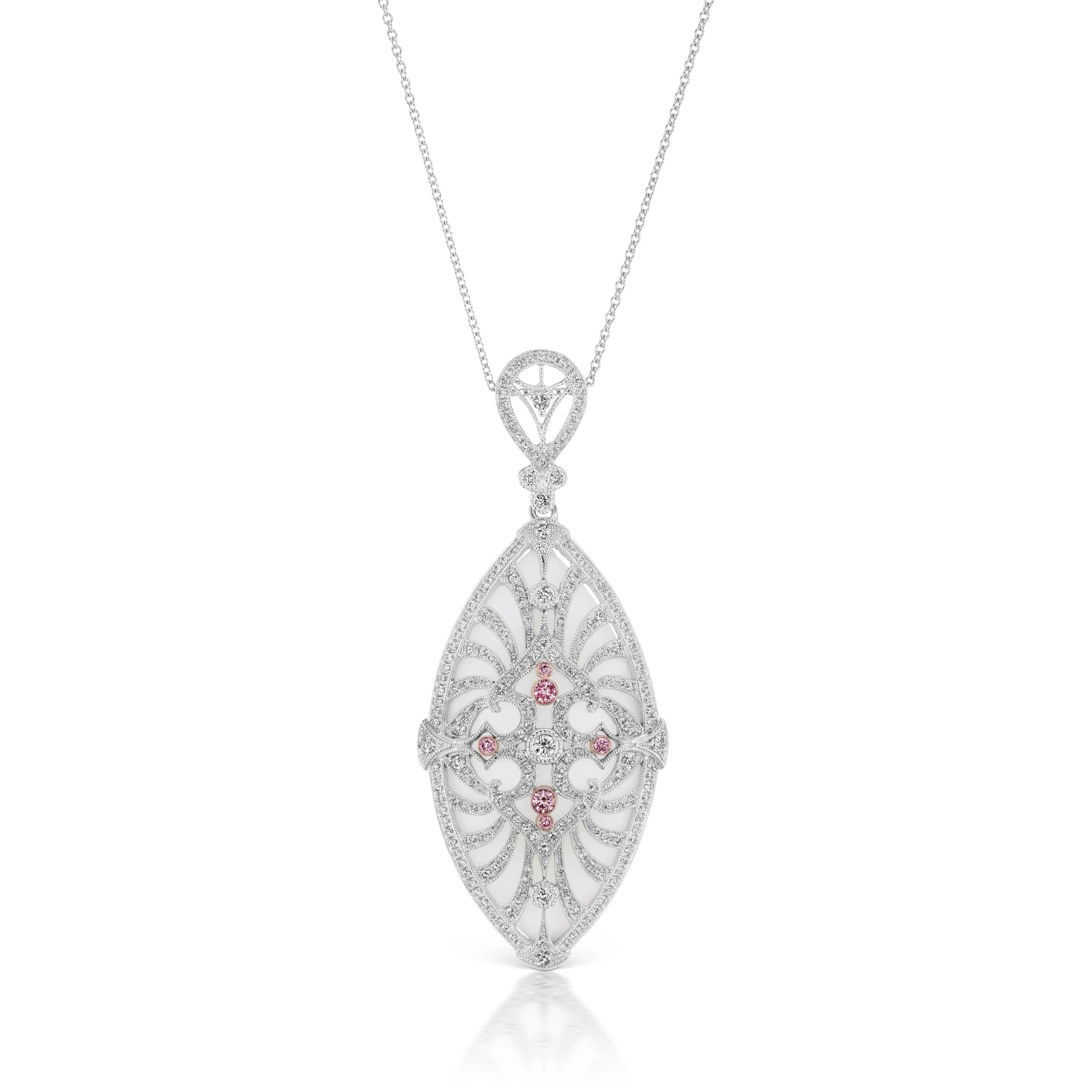 Argyle Pink Diamond Marquise Shape Medallion Necklace