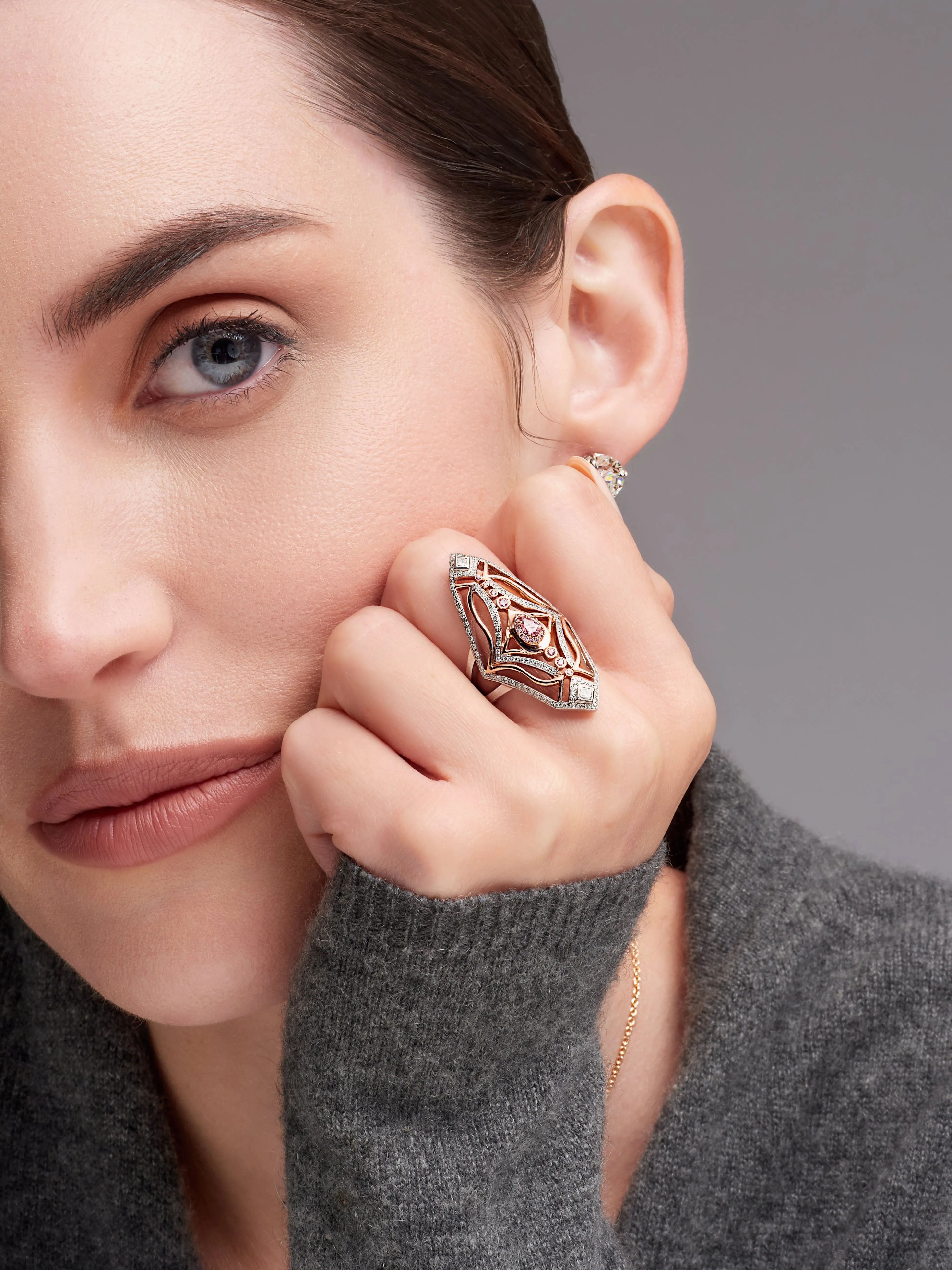 Argyle Pink Diamond Modern Art Deco Ring