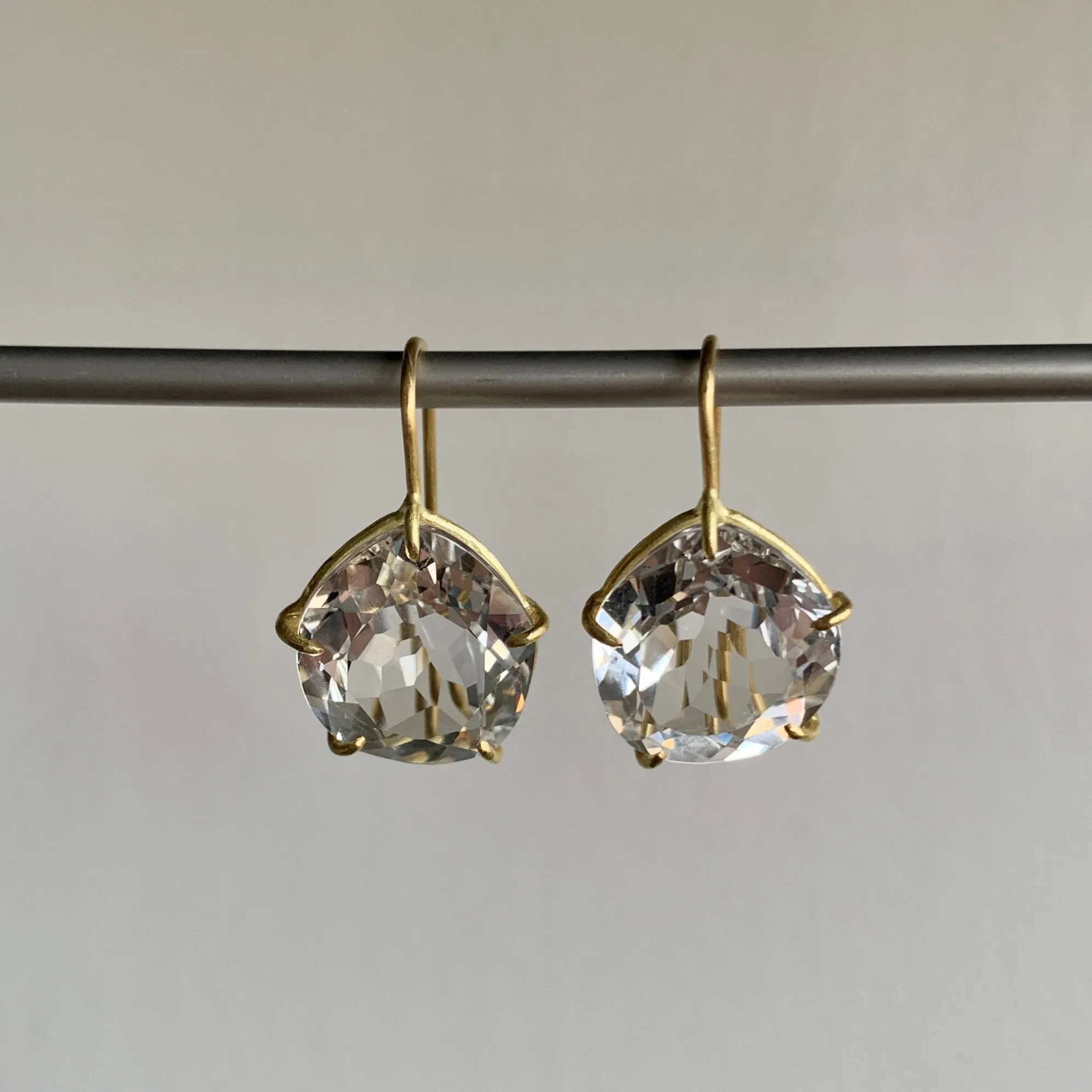Asymmetrical White Topaz Petal Earrings