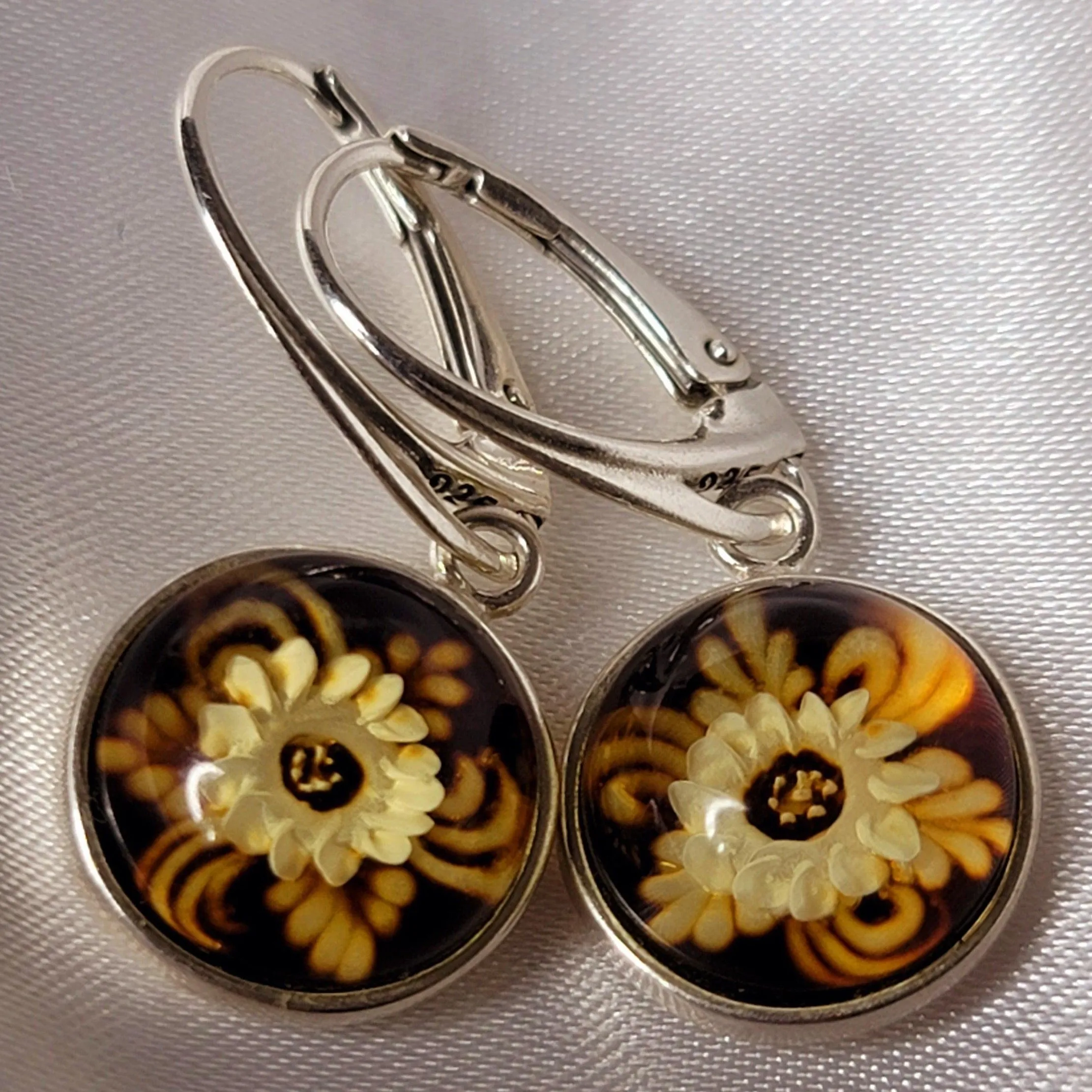 Baltic Amber Sunflower Earrings for Joy and Optimism