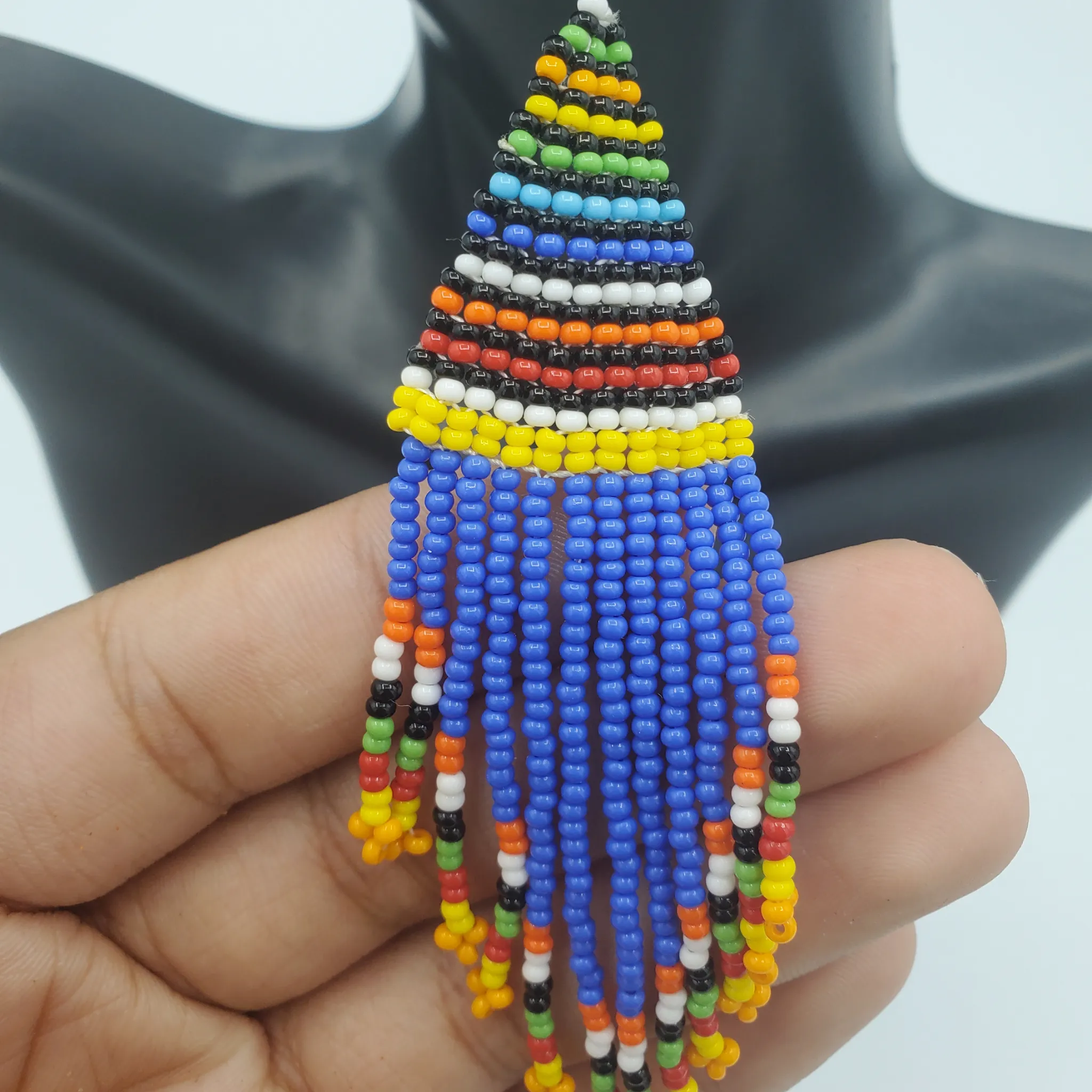 Beaded Tribal Earrings, Blue