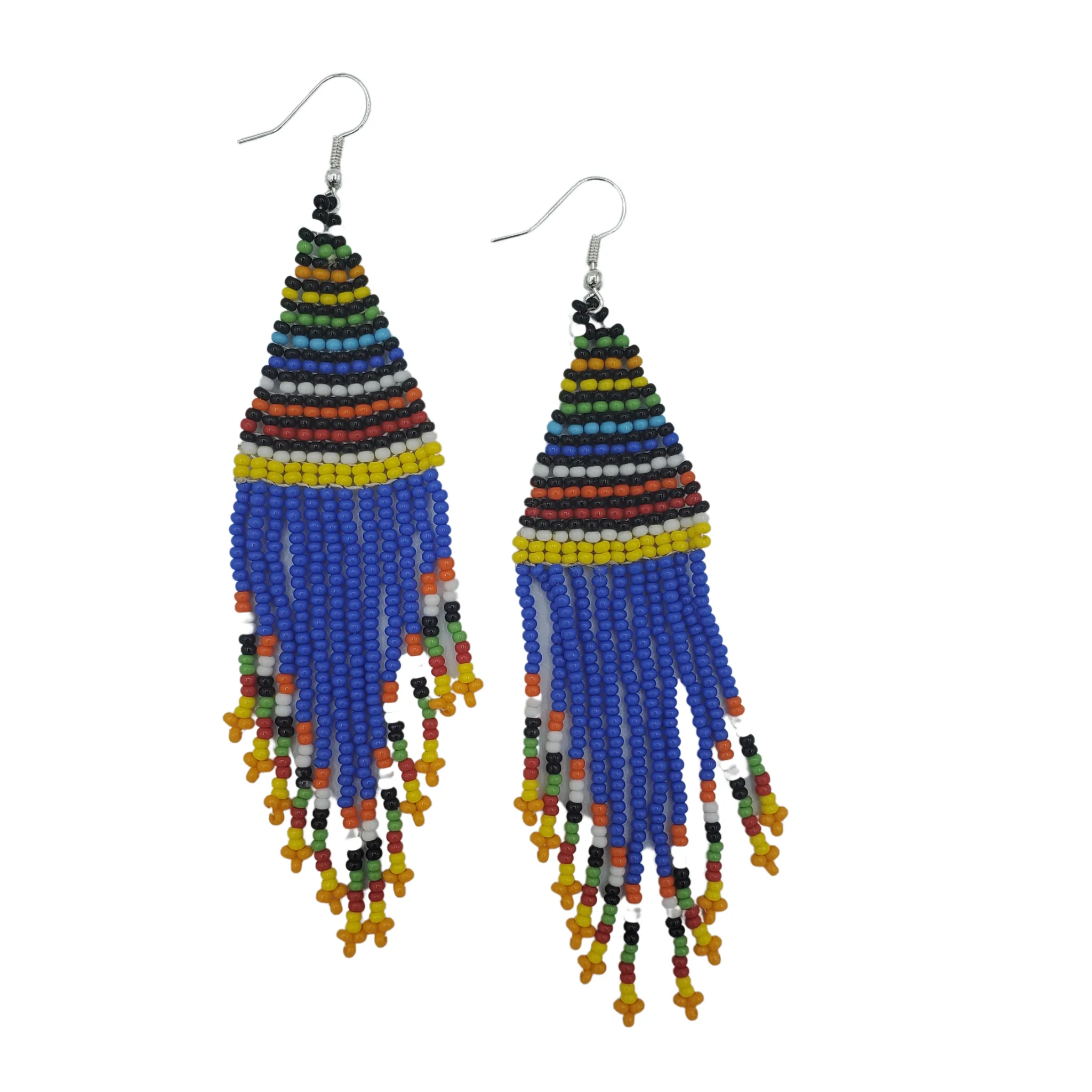 Beaded Tribal Earrings, Blue