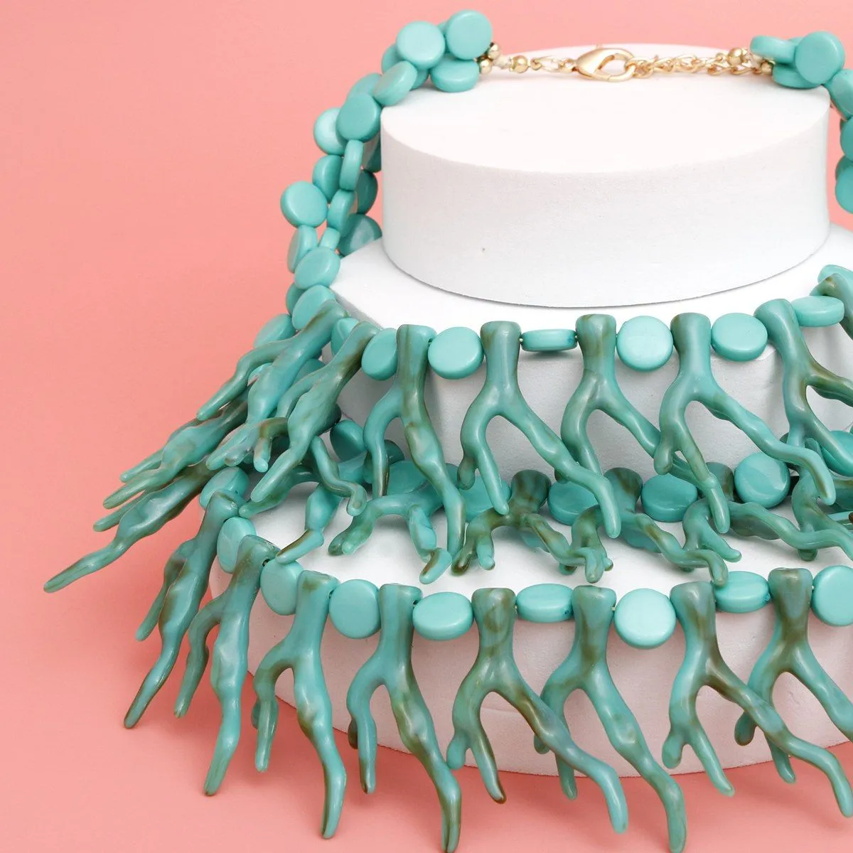 Bib Turquoise Coral Coastal Chic Necklace Women