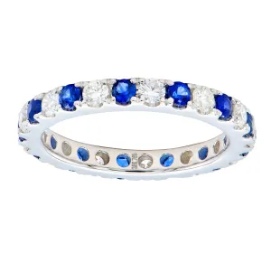 Blue Sapphire and White Diamond Band