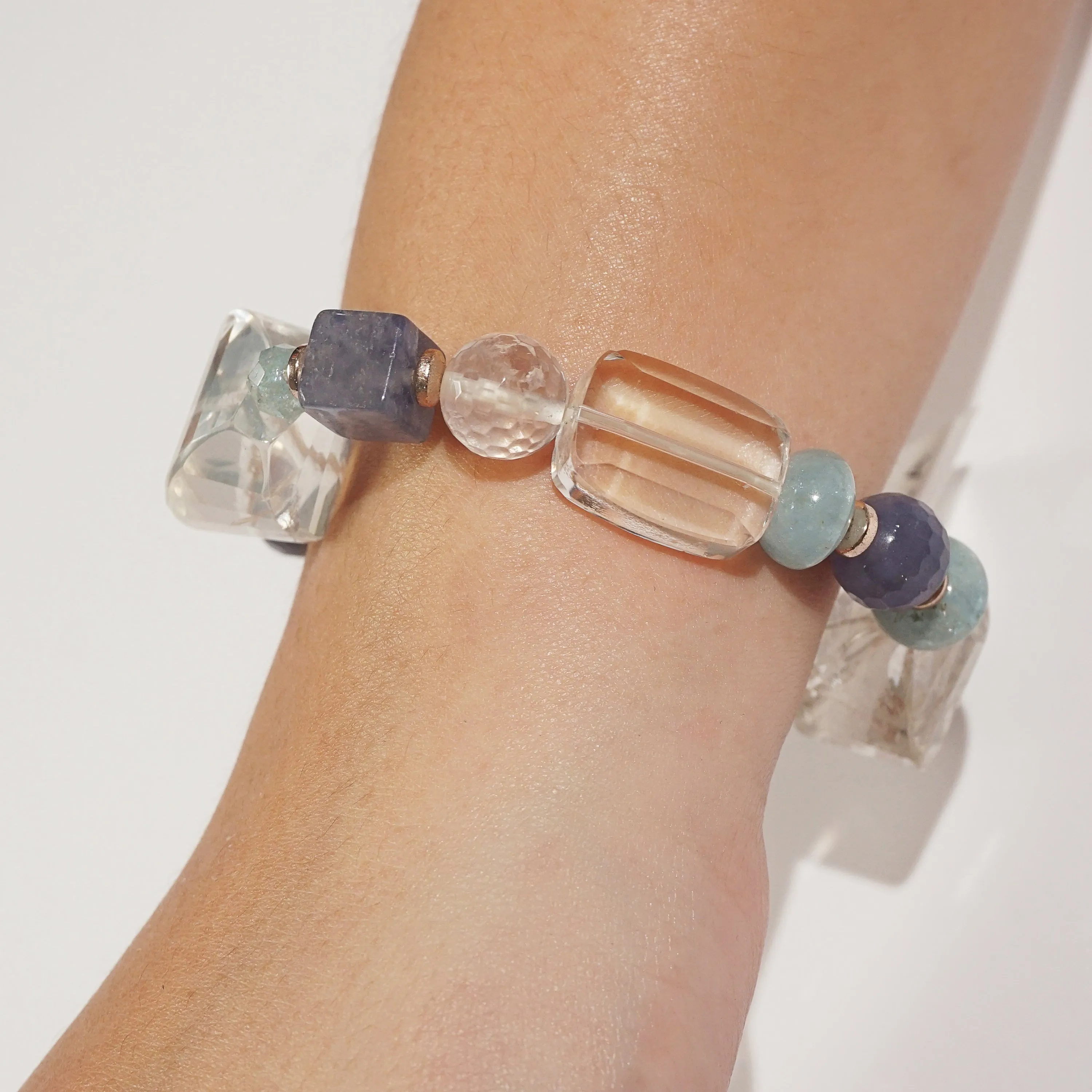 Clear Quartz, Aquamarine, and Iolite Mixed Gemstones