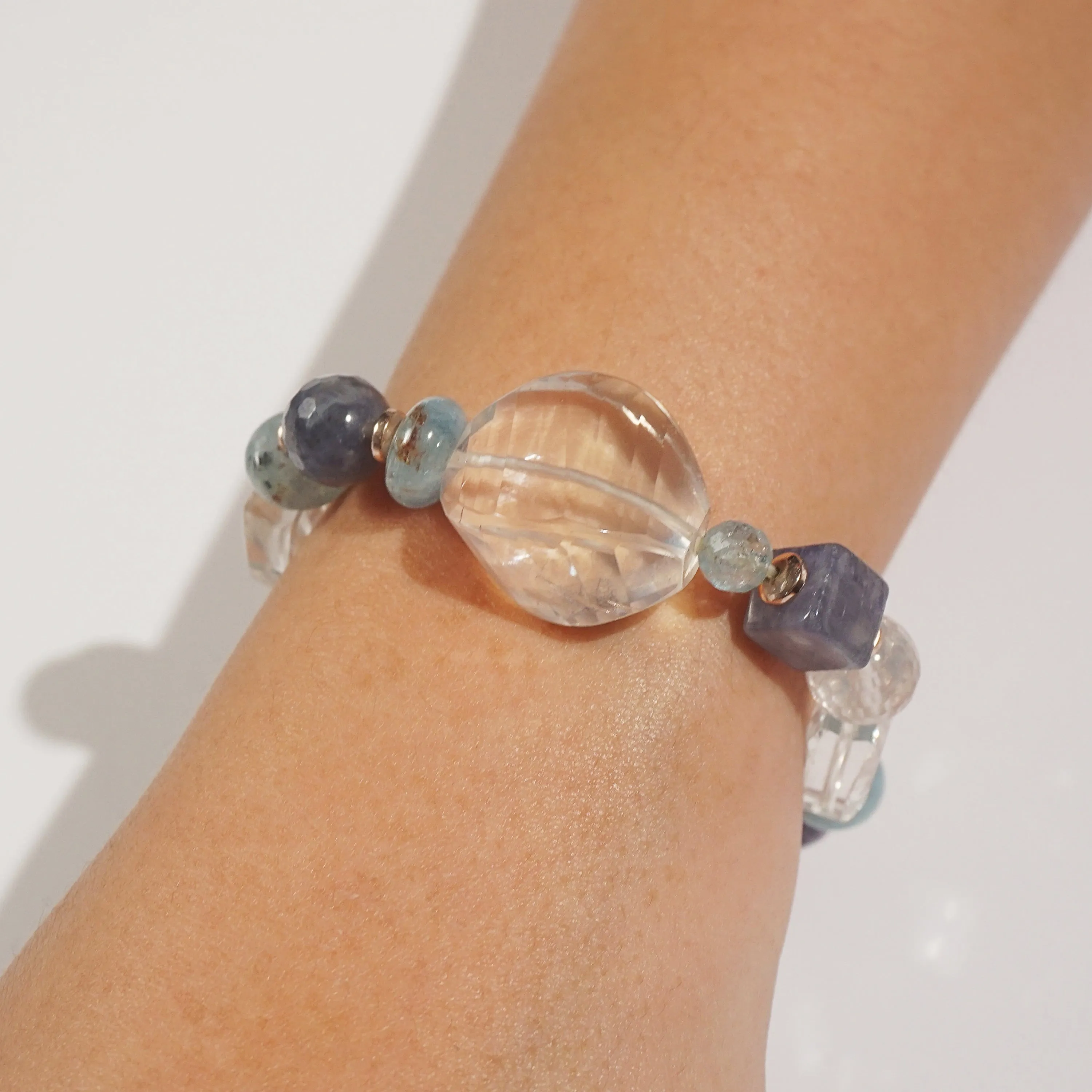 Clear Quartz, Aquamarine, and Iolite Mixed Gemstones