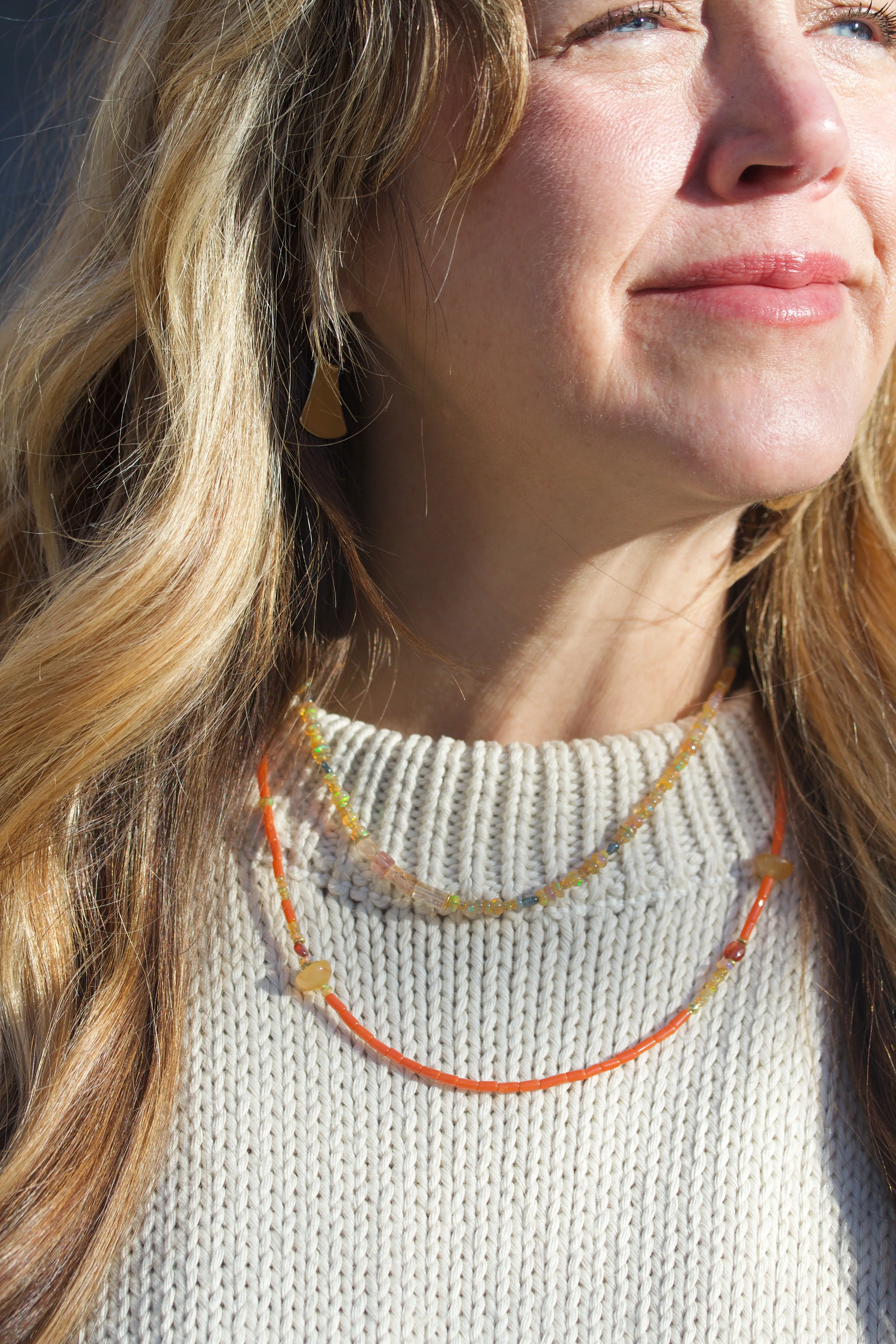 Coral, Opal, Carnelian & Spinel Beaded Necklace