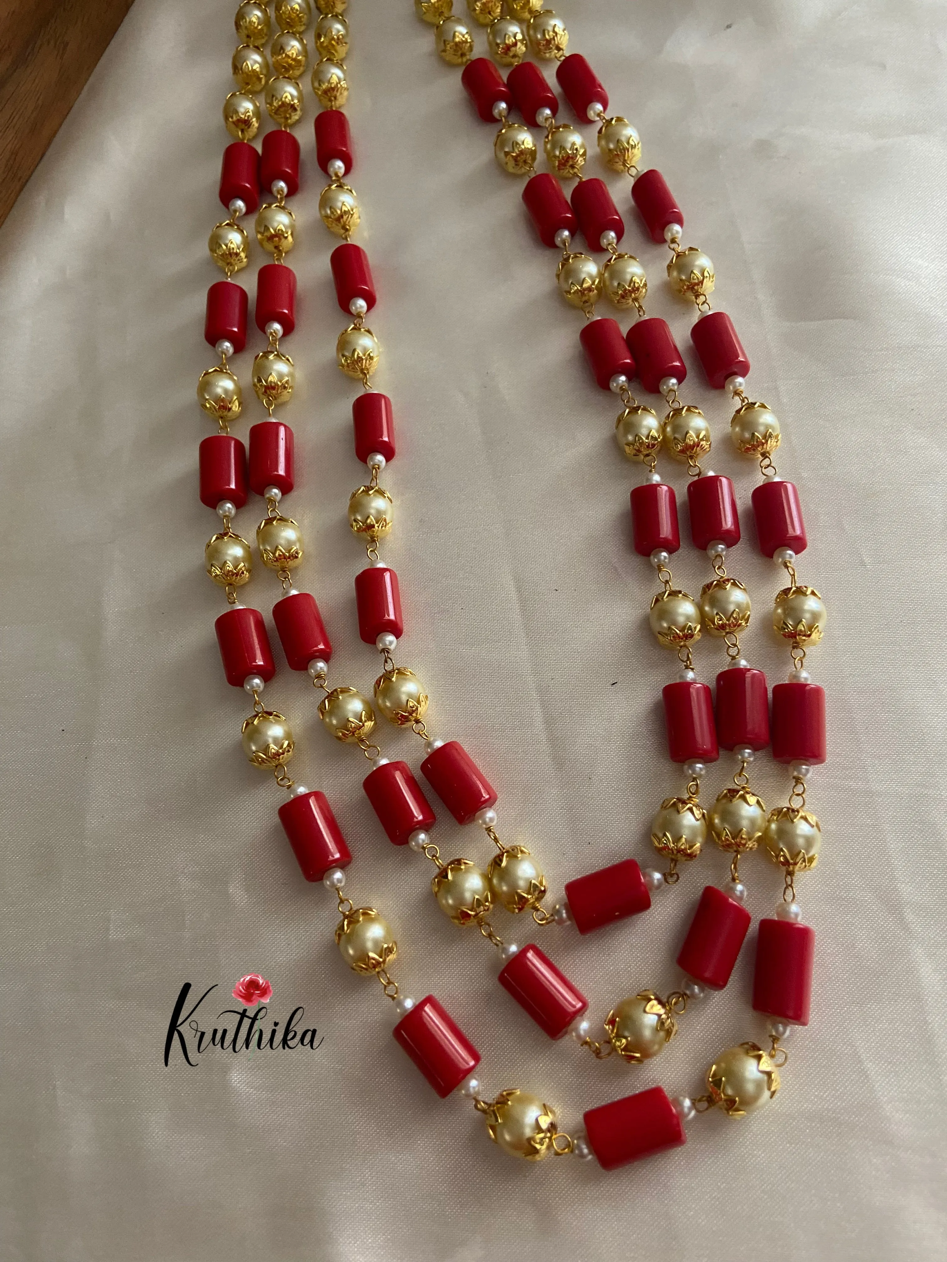 Coral pearls maala LH415
