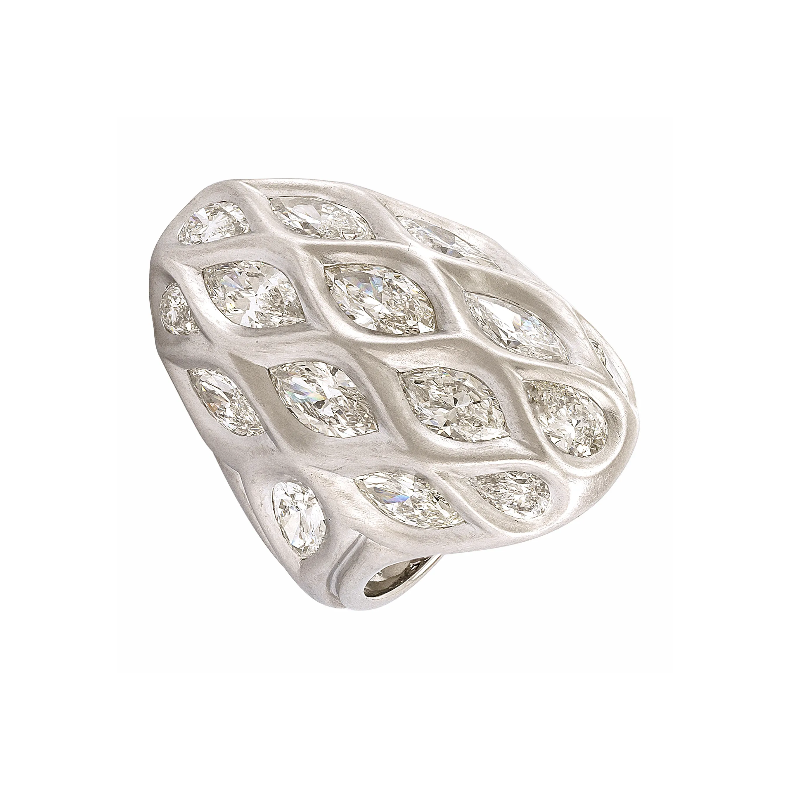 Etho Maria Diamond and White Gold Oval Dome Ring