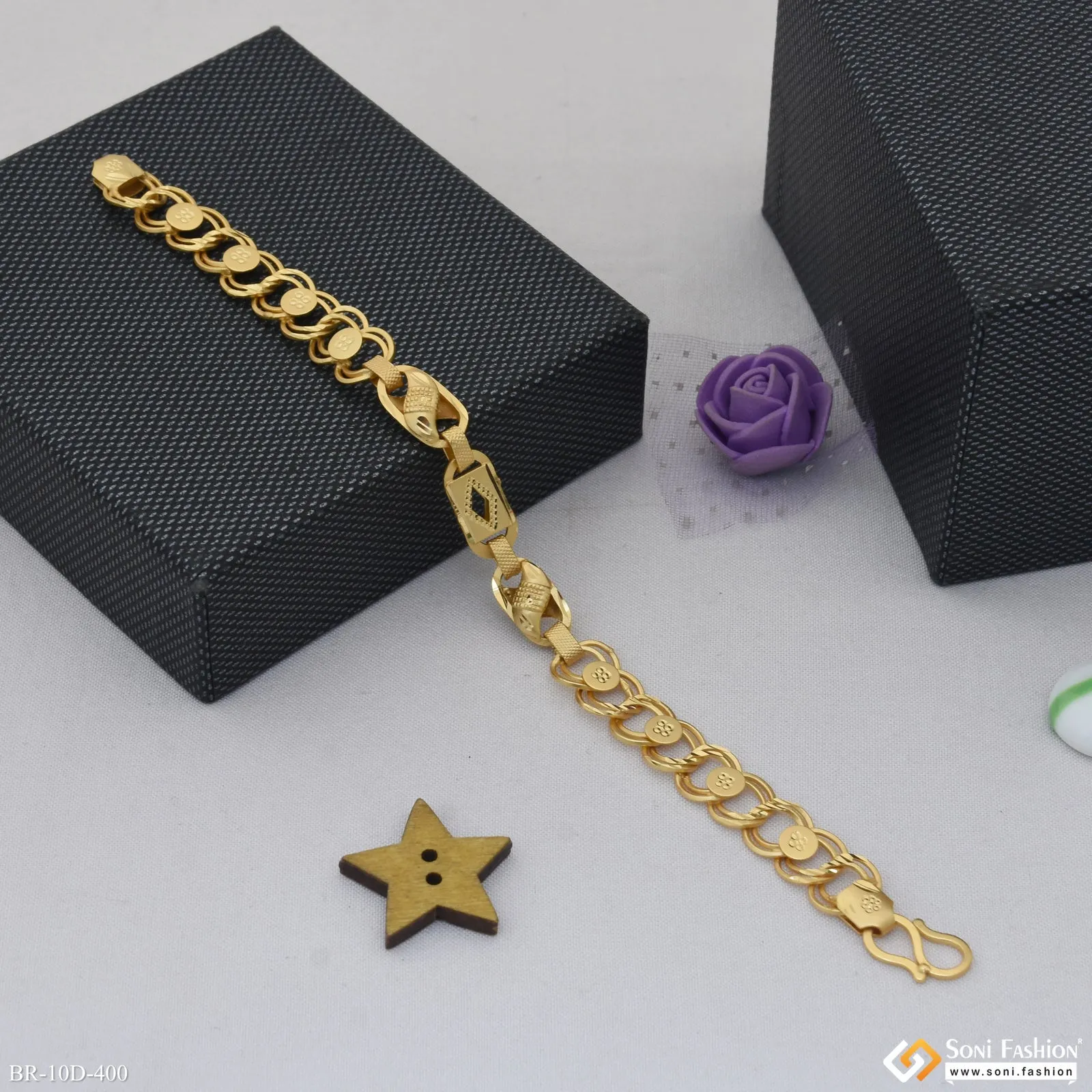 Excellent Design Gold Plated Kohli Nawabi Bracelet for Men - Style D400