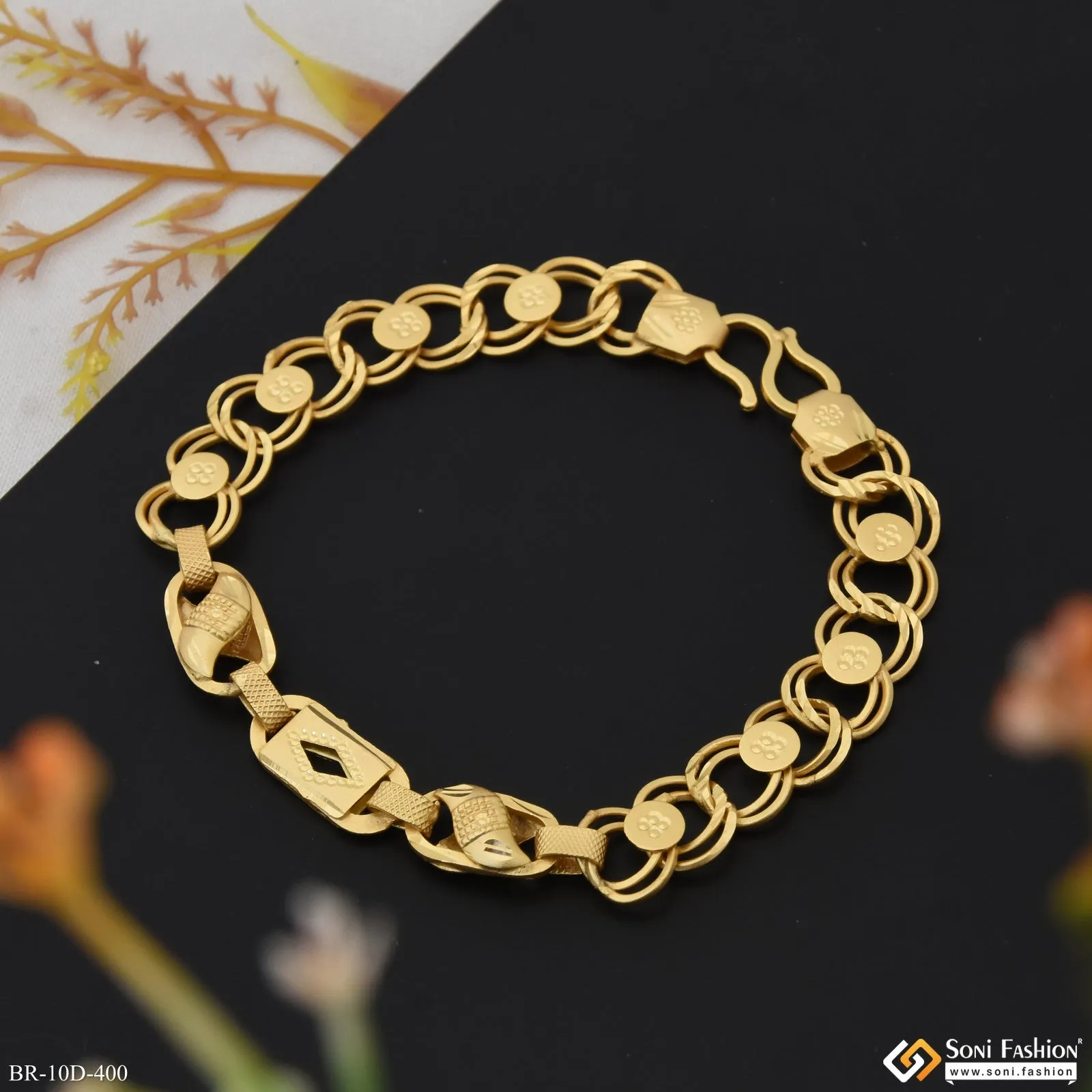 Excellent Design Gold Plated Kohli Nawabi Bracelet for Men - Style D400