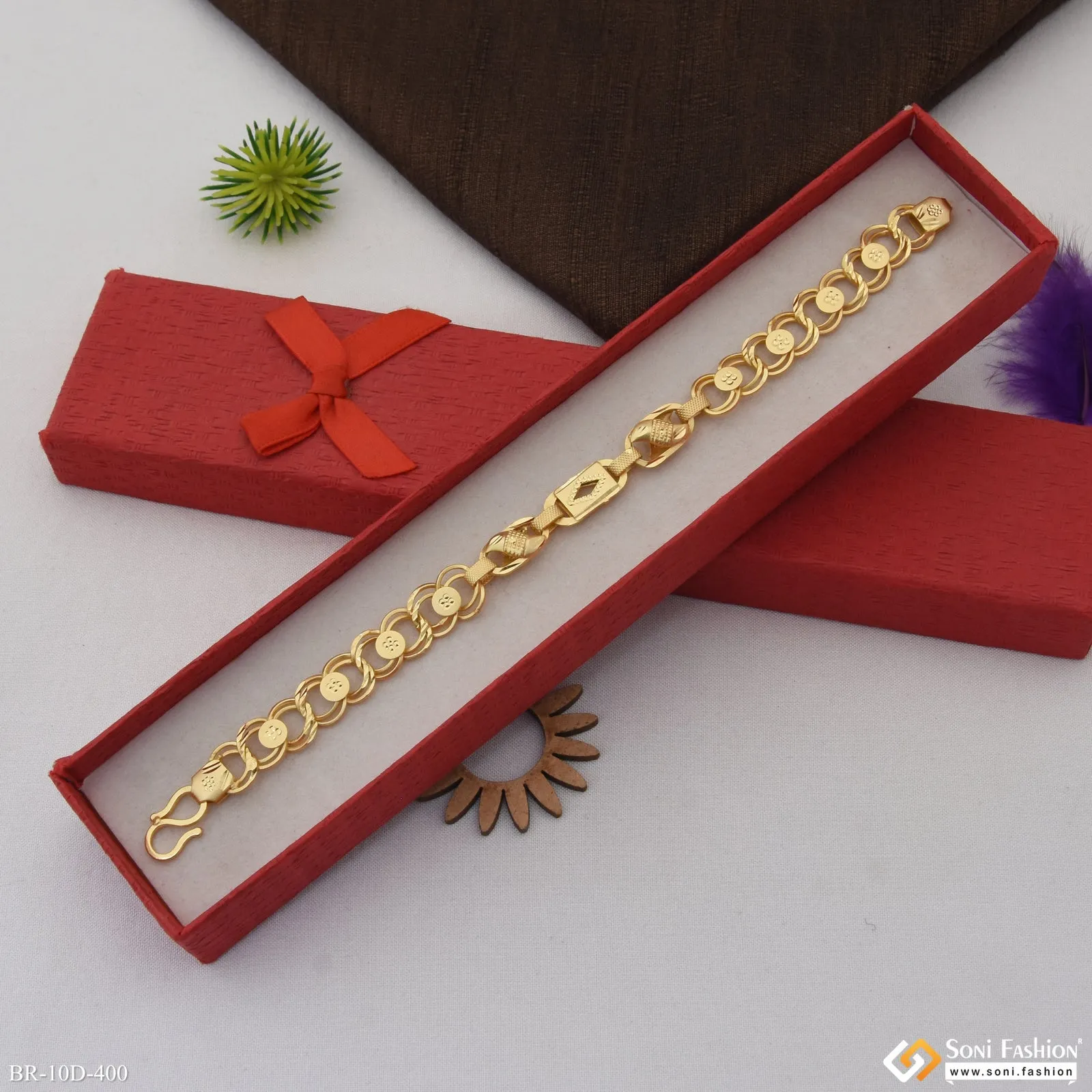 Excellent Design Gold Plated Kohli Nawabi Bracelet for Men - Style D400