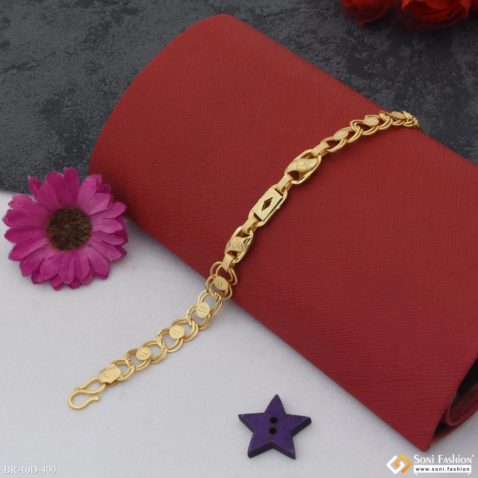 Excellent Design Gold Plated Kohli Nawabi Bracelet for Men - Style D400
