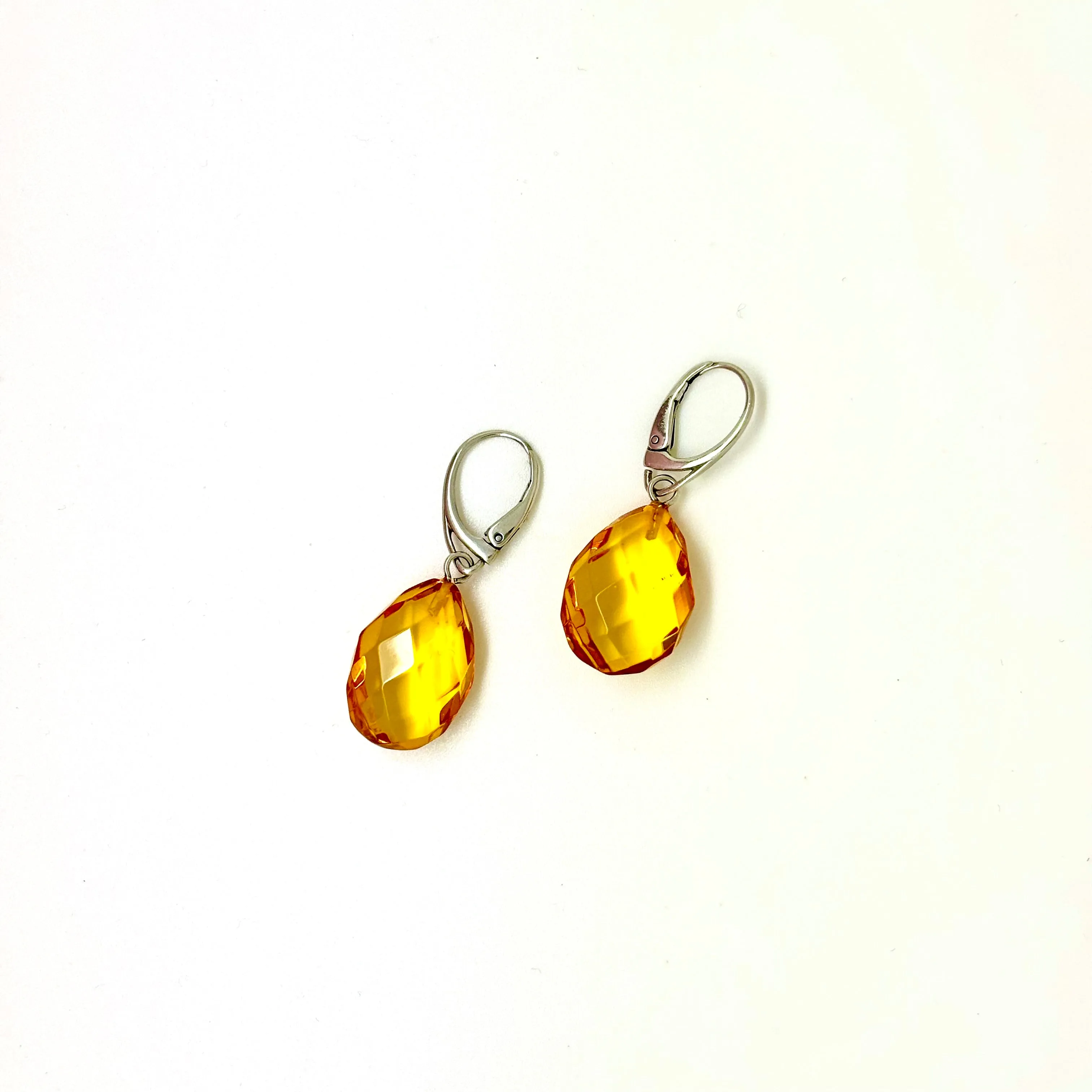 Faceted Yellow Baltic Amber Earrings