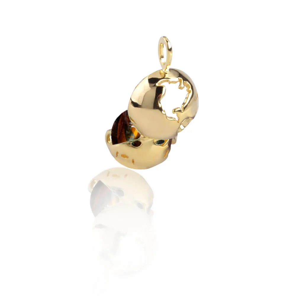 Globe Locket Tiger Eye Stone