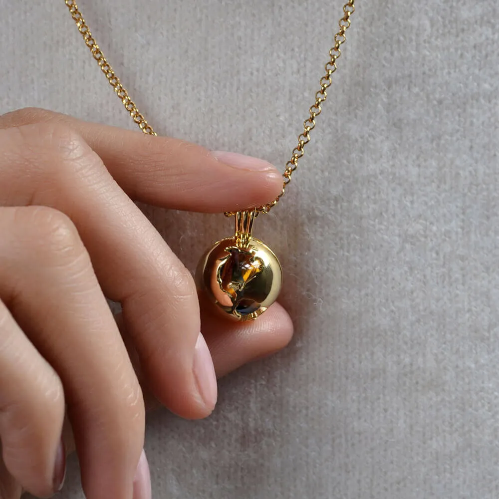 Globe Locket Tiger Eye Stone