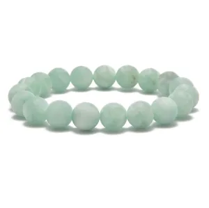 Green Moonstone Matte Round Elastic Bracelet Size 6mm 8mm 10mm 7.5'' Length