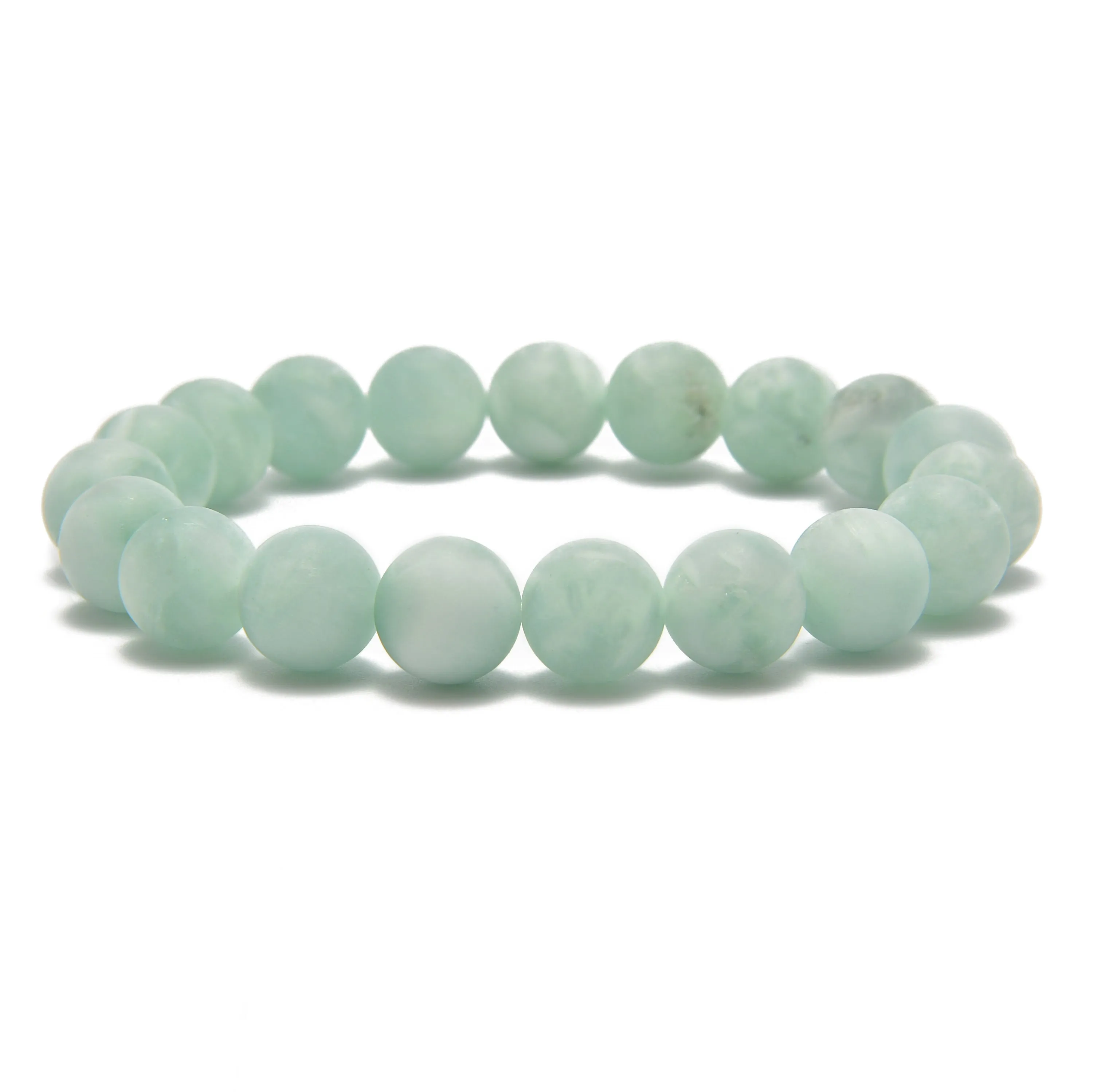 Green Moonstone Matte Round Elastic Bracelet Size 6mm 8mm 10mm 7.5'' Length