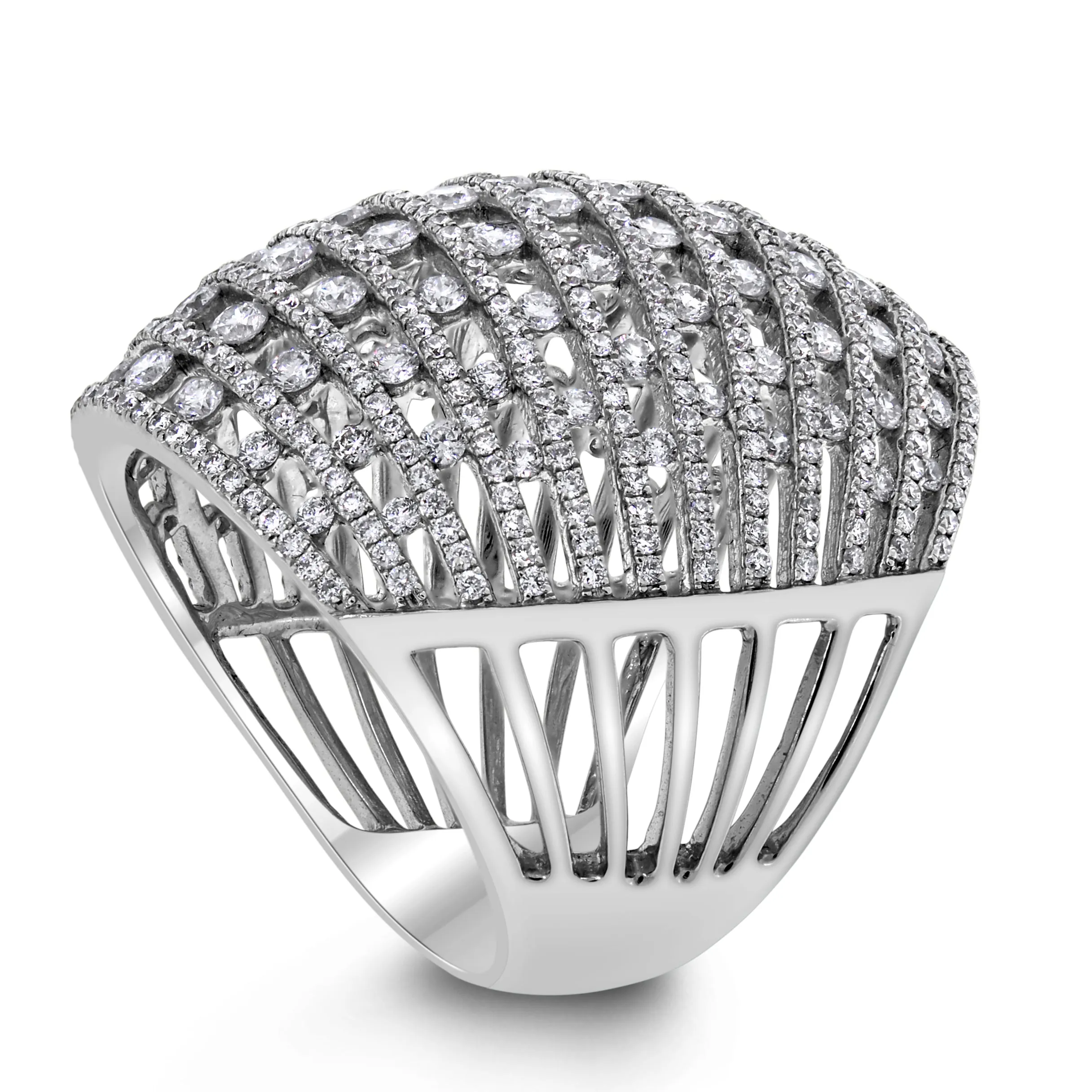 Honeycomb Diamond Ring (2.98 ct Diamonds) in White Gold