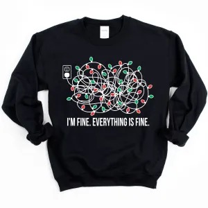 I'm Fine, Everything is Fine Christmas | Black Unisex Crewneck Sweatshirt
