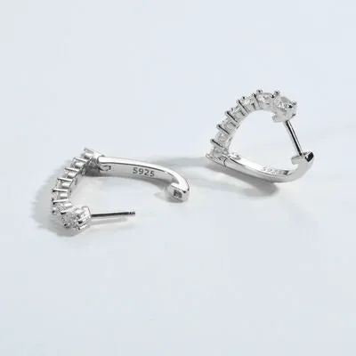 Inlaid Zircon 925 Sterling Silver Heart Earrings