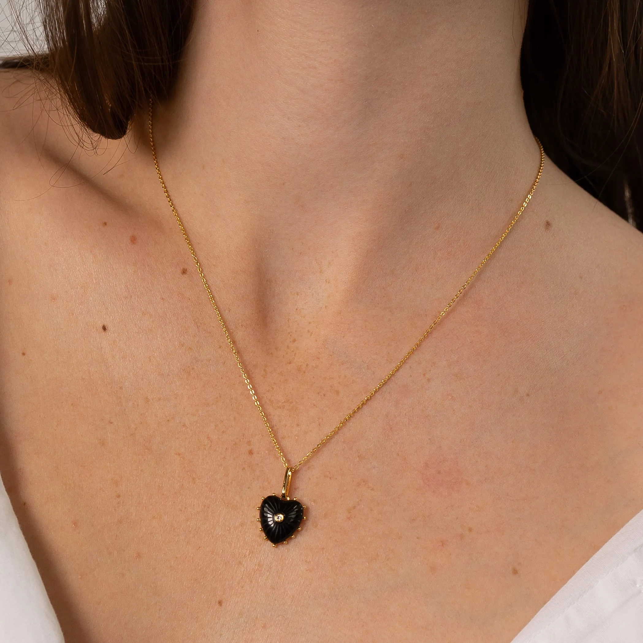 Isabel Onyx Heart Charm