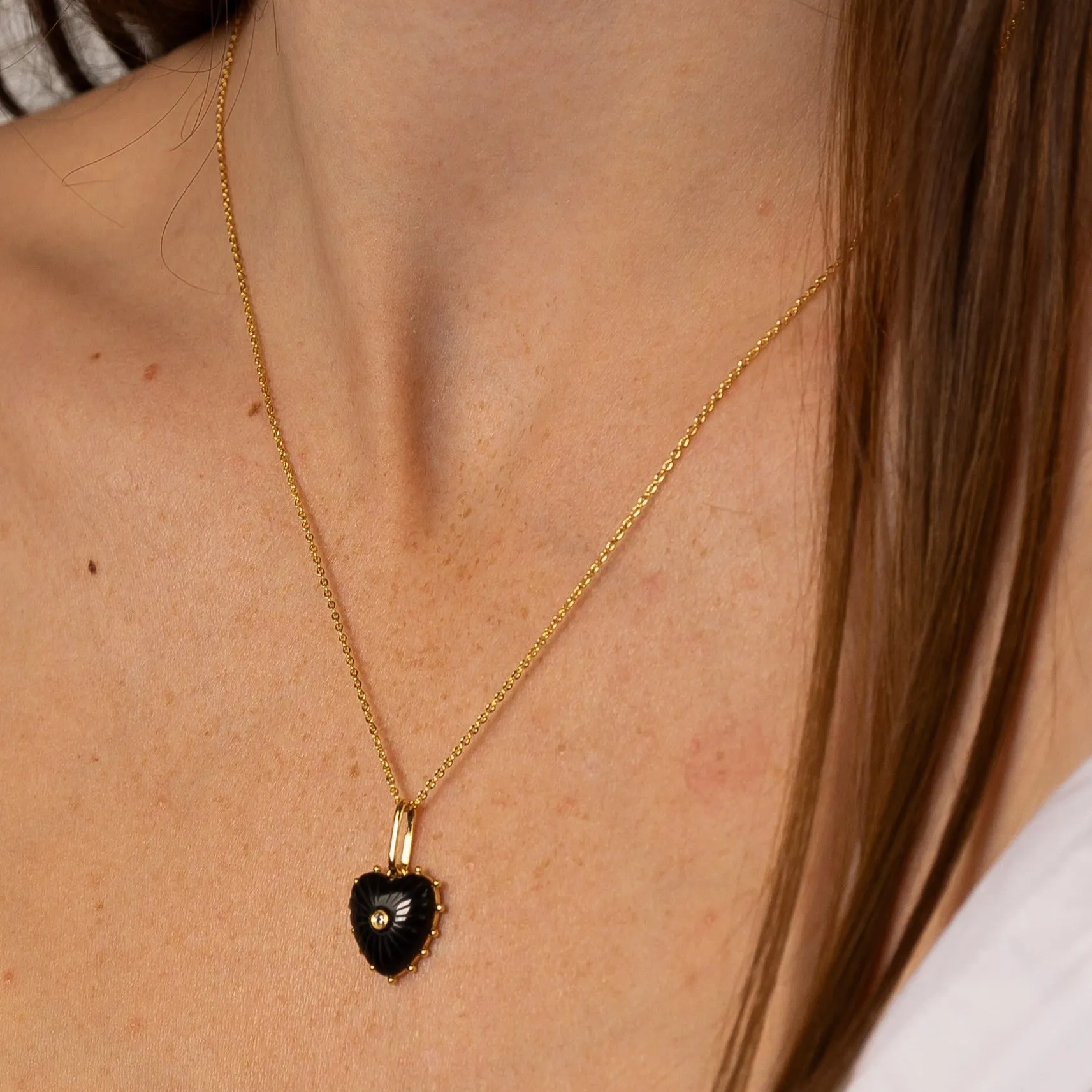 Isabel Onyx Heart Charm