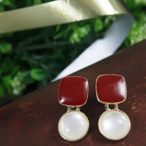 Korean Gold Plated Pearl Craft Contemporary Drop Earring