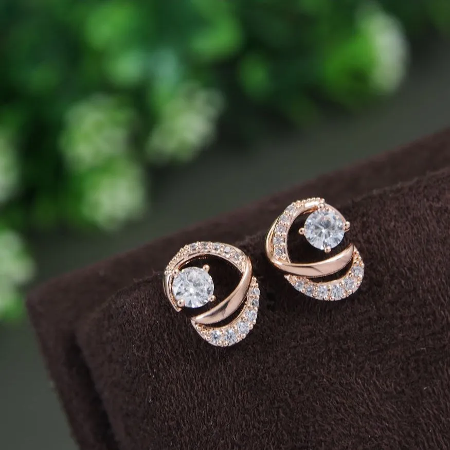 Korean Gold/Rosegold/Silver Plated Diamond Eternity Stud Earring