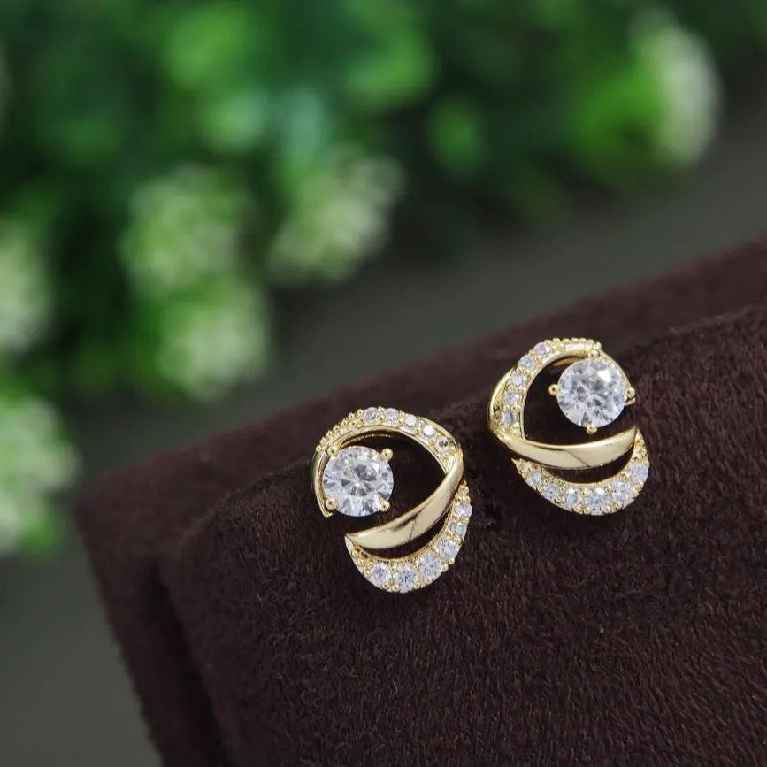 Korean Gold/Rosegold/Silver Plated Diamond Eternity Stud Earring