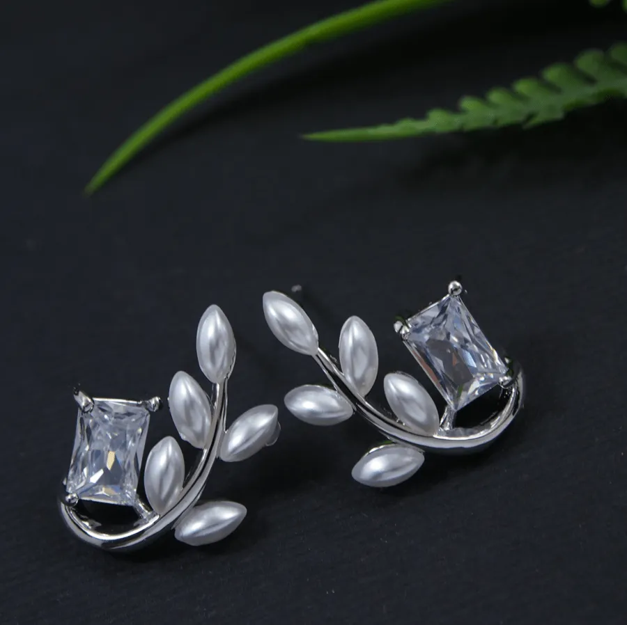 Korean Gold/Rosegold/Silver Plated Leaves Shaped Stud Earring