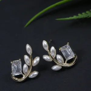 Korean Gold/Rosegold/Silver Plated Leaves Shaped Stud Earring