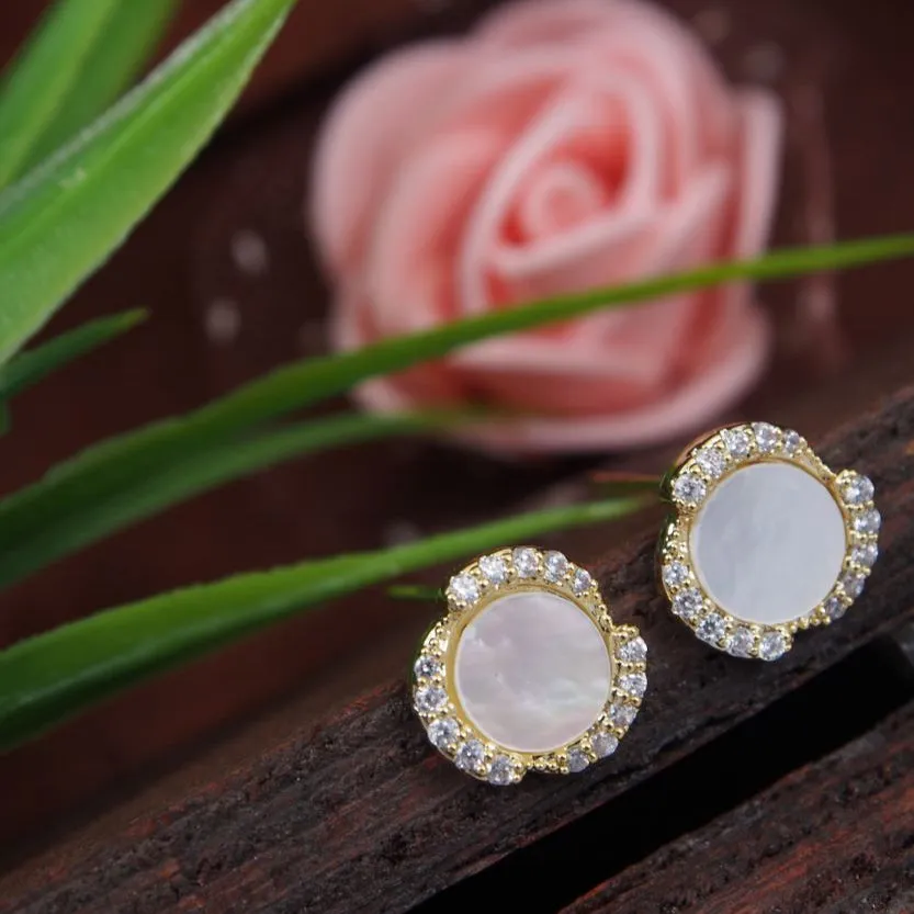 Korean Gold/Rosegold/Silver Plated Mother of Pearl Stud Earring