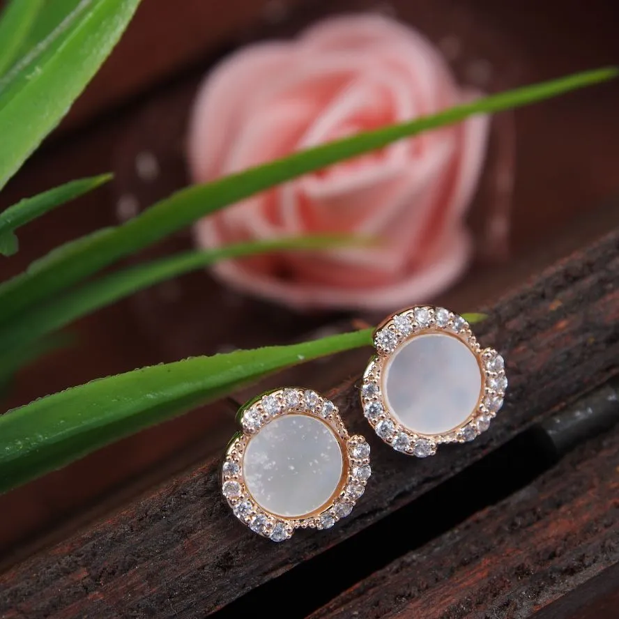 Korean Gold/Rosegold/Silver Plated Mother of Pearl Stud Earring