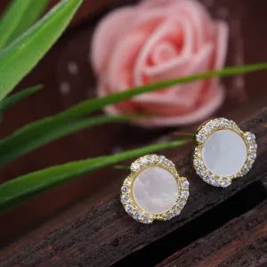 Korean Gold/Rosegold/Silver Plated Mother of Pearl Stud Earring