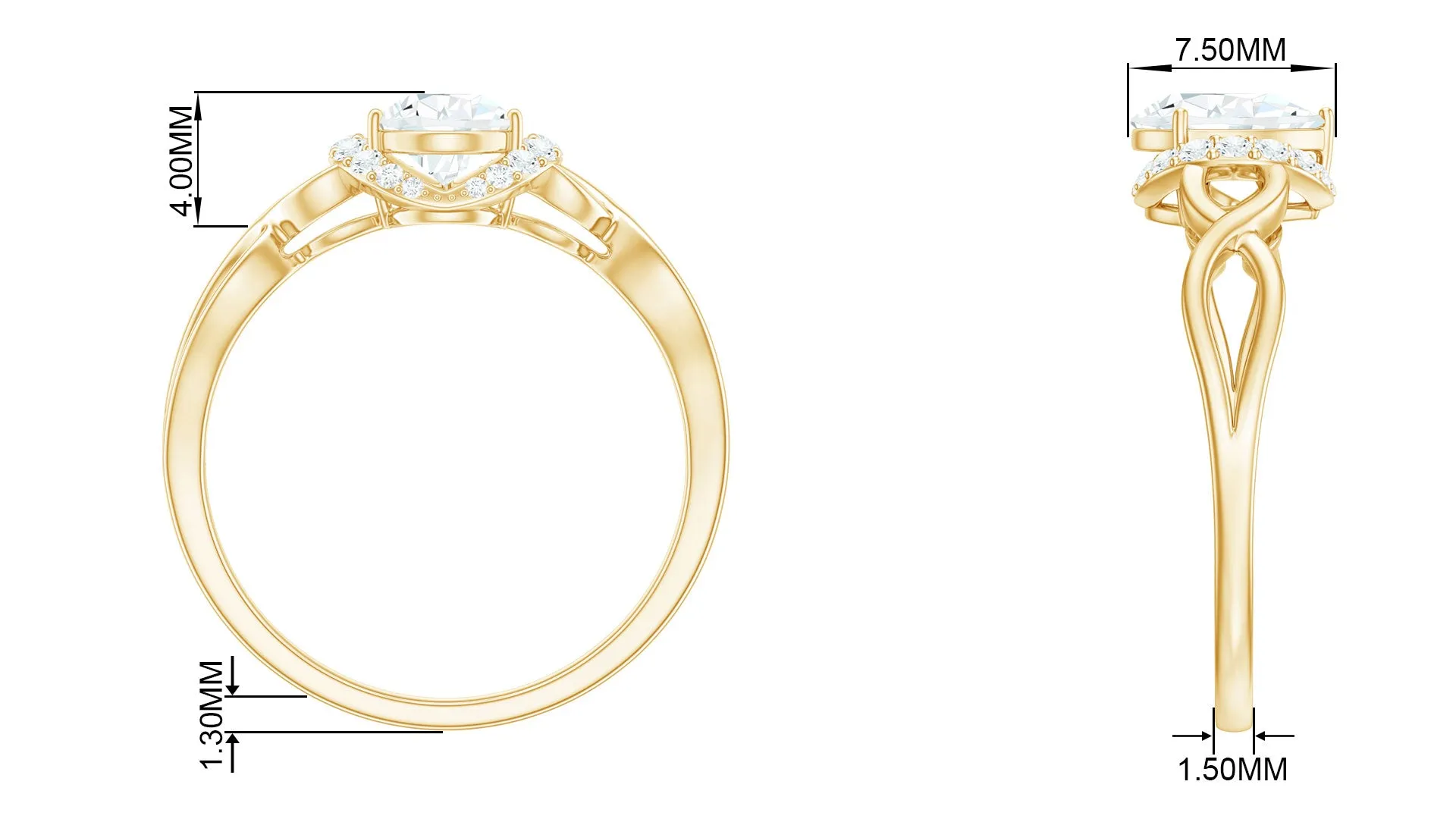 Lab Grown Diamond Collar Engagement Ring in Infinity Shank