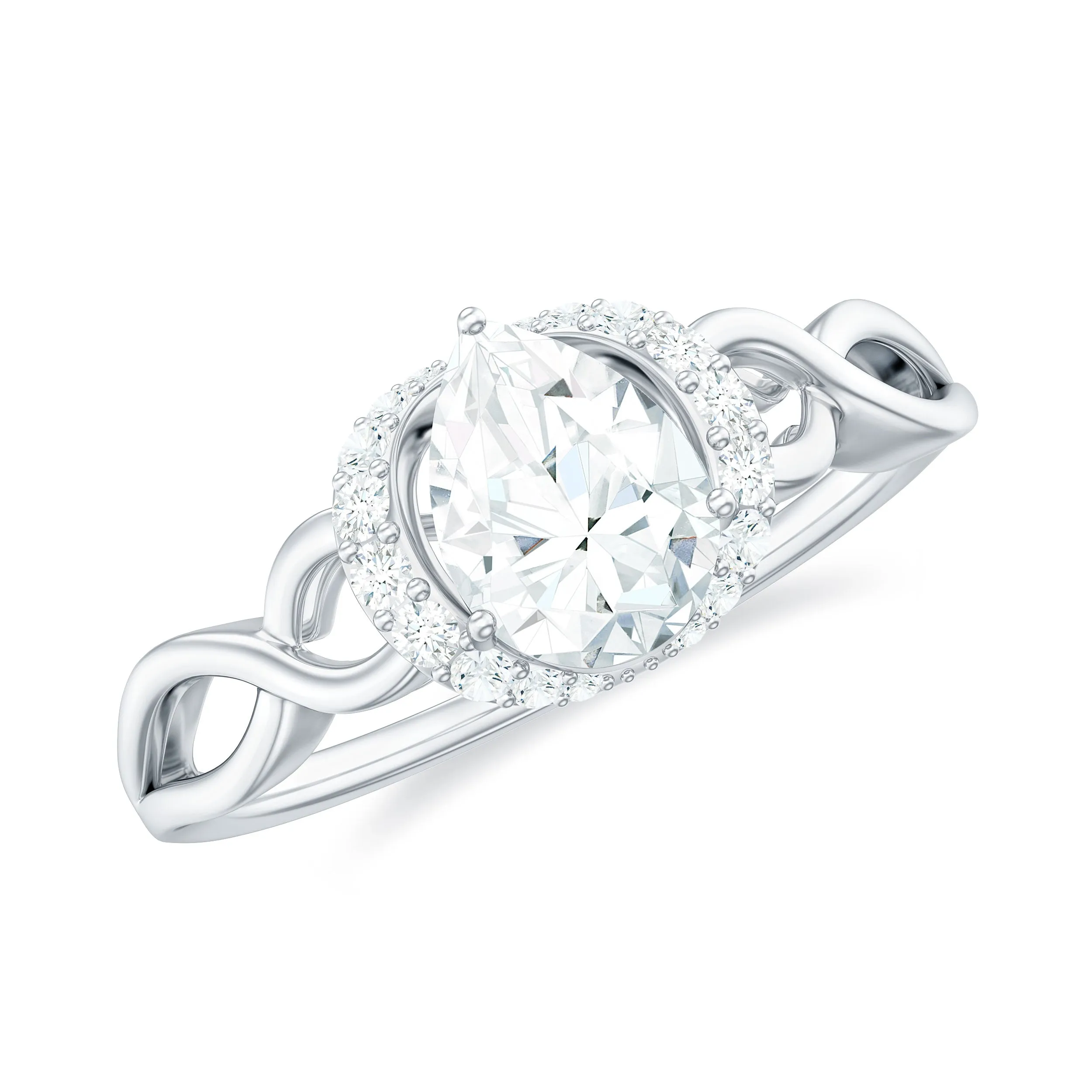 Lab Grown Diamond Collar Engagement Ring in Infinity Shank