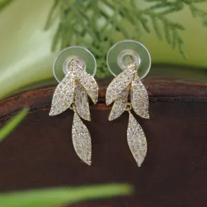 Leaf Design Cubic Zirconia Korean Earring