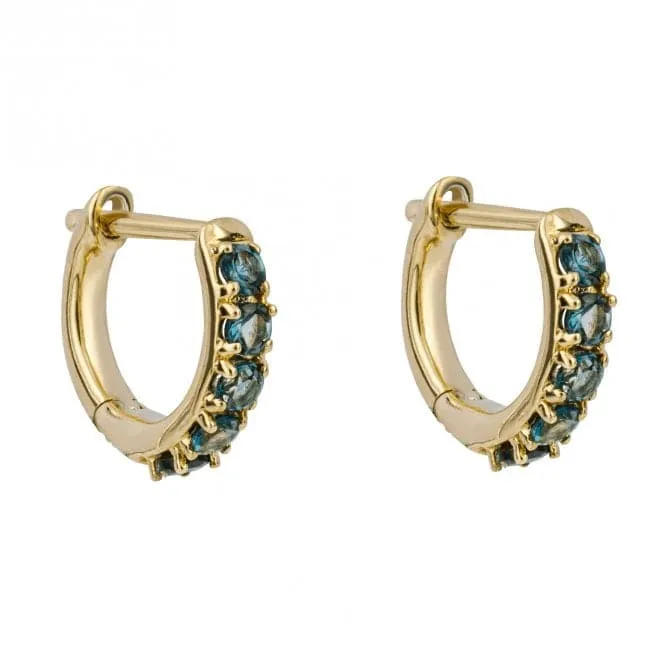 London Blue Topaz 9ct Yellow Gold Hoop Earrings GE1050L