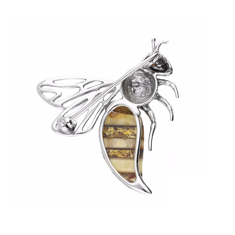 MILENA Brooch Silver and Baltic Amber Bee
