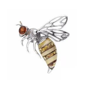 MILENA Brooch Silver and Baltic Amber Bee